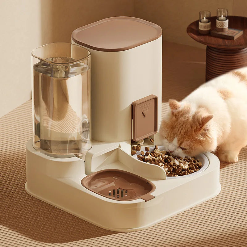 Kimpets Pet Cat Automatic Feeder Drinking Water Large Capacity Water Dispenser Dry Wet Separation Food Container Pet Supplies